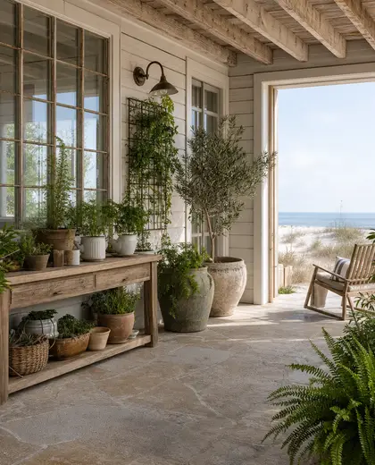 farmhouse indoor garden — patio (beach)