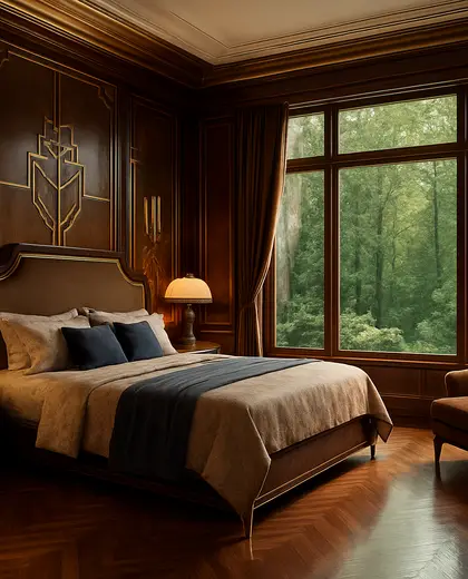 art deco house — bedroom (forest)