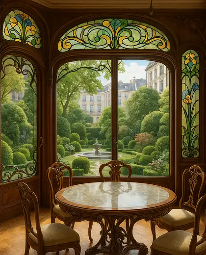 art nouveau yard — formal dining room (urban)