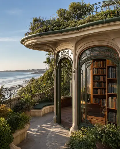 art nouveau rooftop garden — library (beach)
