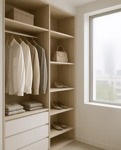 minimalist house — walk in closet (urban)
