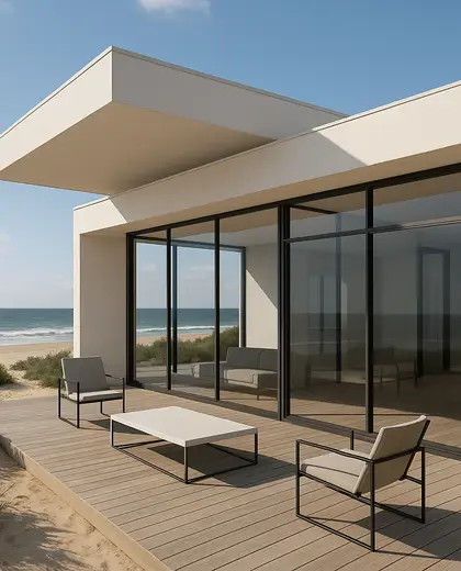 bauhaus facade — deck (beach)