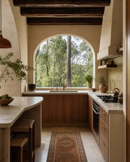 mediterranean condo — small kitchen (forest)