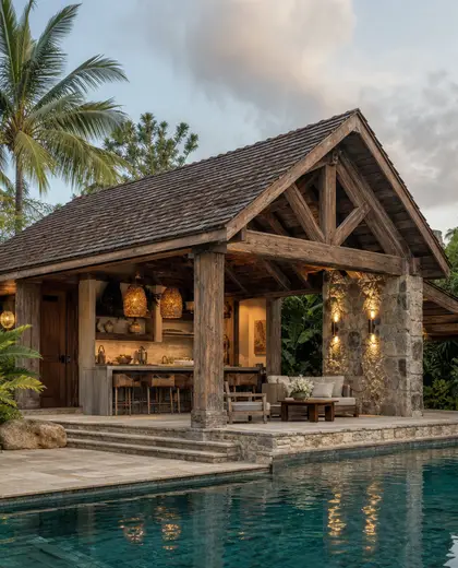 rustic building — pool house (tropical)