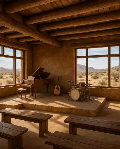 rustic public space — music room (desert)