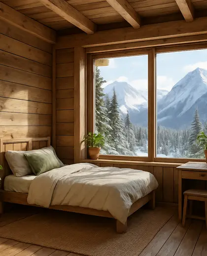 sustainable farmhouse — youth bedroom (alpine)