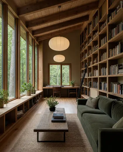 sustainable farmhouse — library (forest)