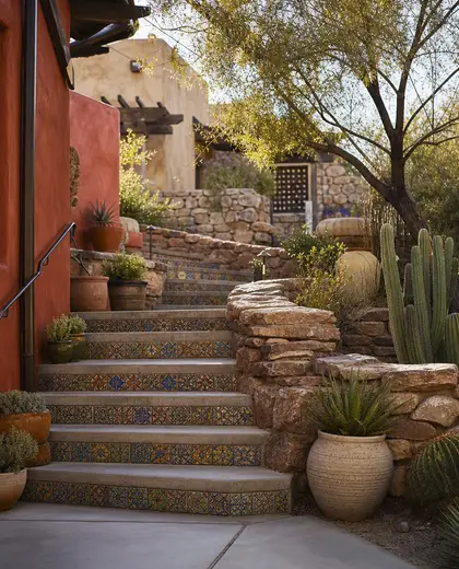 eclectic yard — staircase (desert)