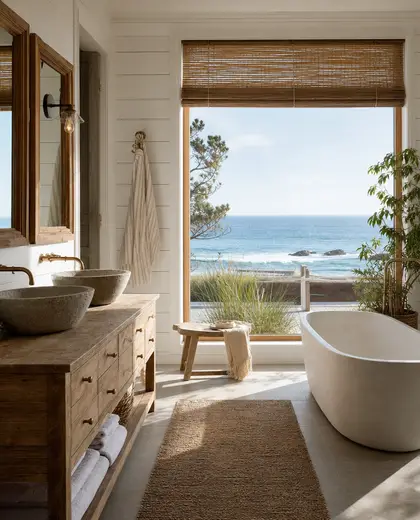 sustainable farmhouse — bathroom (ocean)
