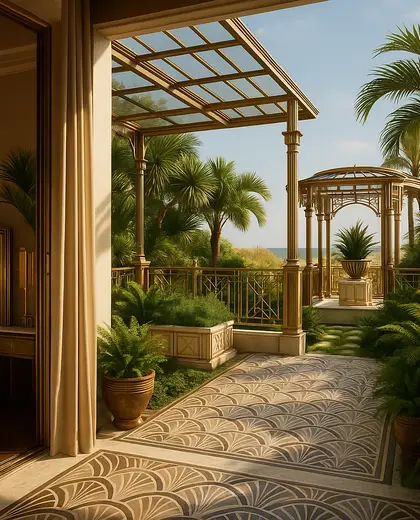 art deco garden — bedroom (coastal)