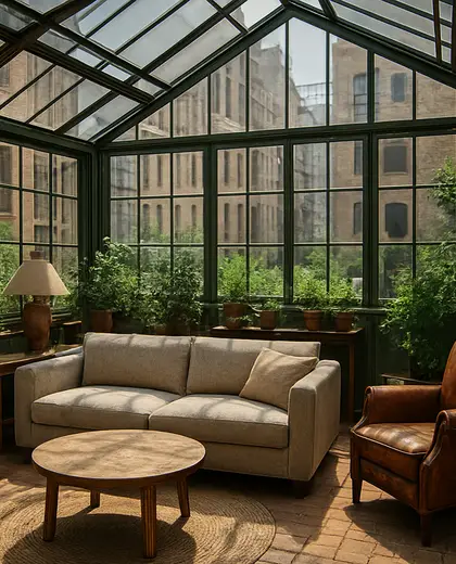 vintage greenhouse — family room (urban)