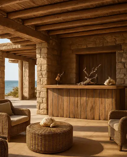 rustic public space — reception (coastal)
