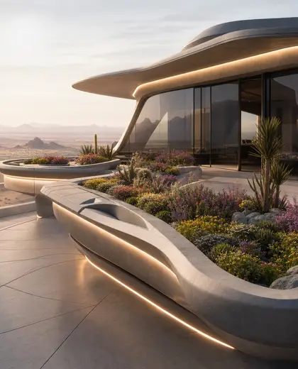 futuristic penthouse — flower bed (desert)