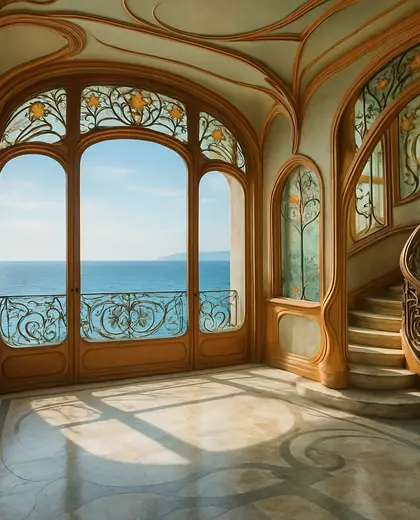 art nouveau apartment — main hall (coastal)
