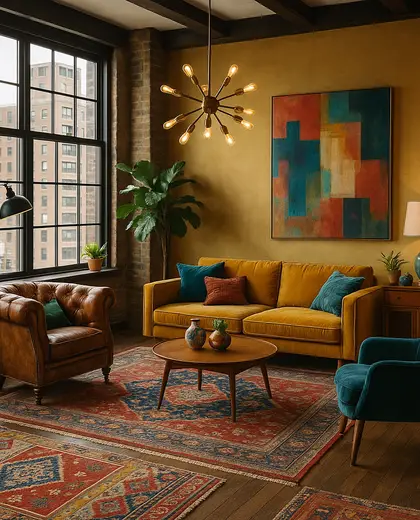 eclectic house — living room (urban)