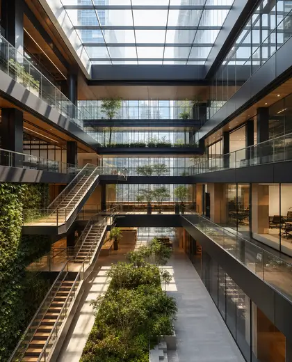 contemporary office space — atrium (urban)