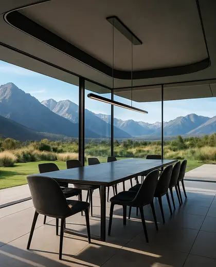 futuristic backyard — formal dining room (mountain)