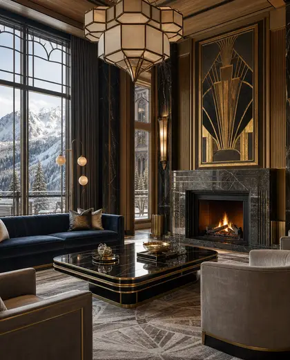 art deco house — living room (alpine)