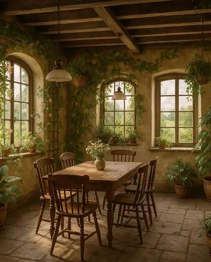 vintage indoor garden — dining room (rural)
