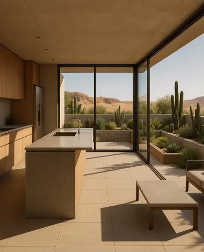 contemporary rooftop garden — kitchen (desert)