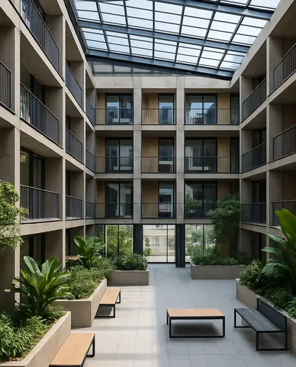 modern apartment — atrium (urban)