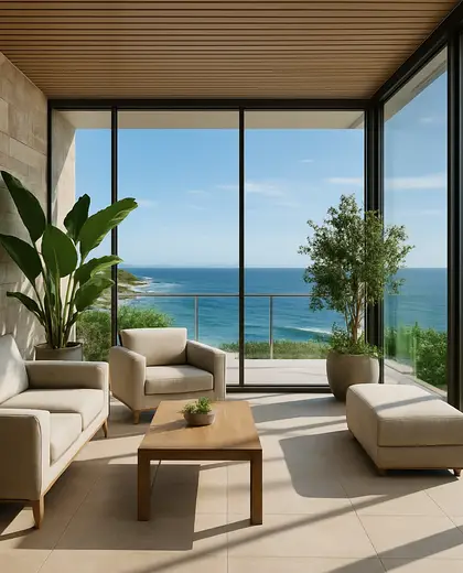 contemporary hotel — sunroom (ocean)
