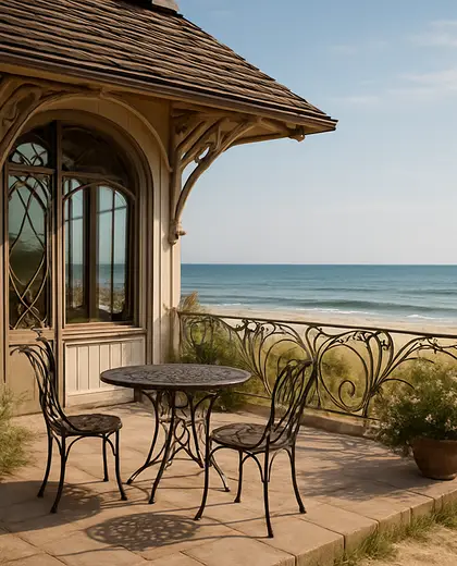 art nouveau farmhouse — patio (beach)