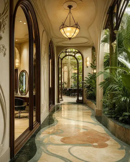 art nouveau salon — hallway (tropical)