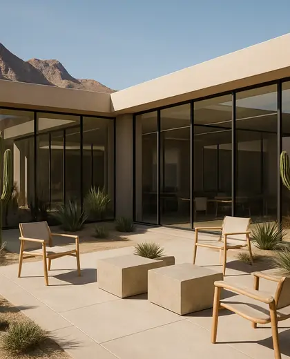 contemporary office space — patio (desert)