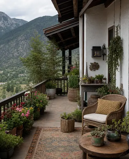 eclectic farmhouse — balcony garden (mountain)