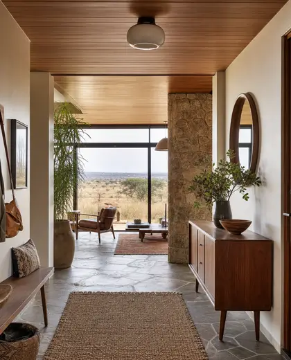 mid-century modern apartment — entryway (savanna)