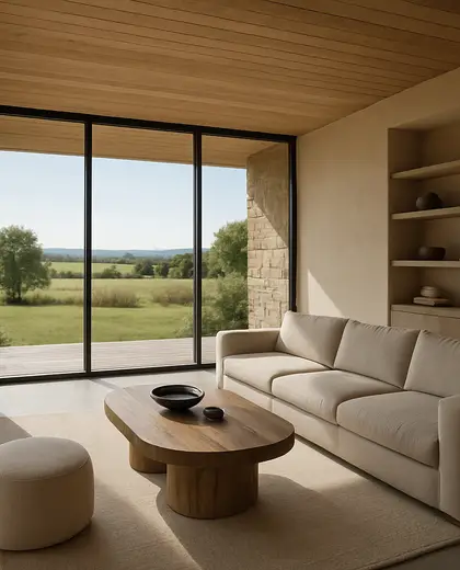 contemporary house — living room (rural)