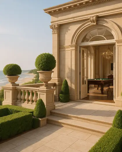 neoclassical rooftop garden — game room (beach)