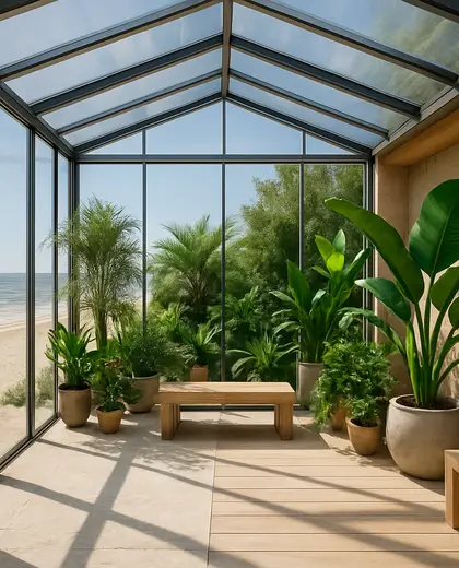 contemporary greenhouse — sunroom (beach)