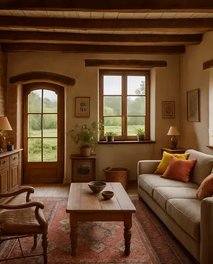 eclectic house — living room (rural)