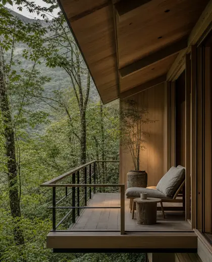 japandi facade — balcony (forest)