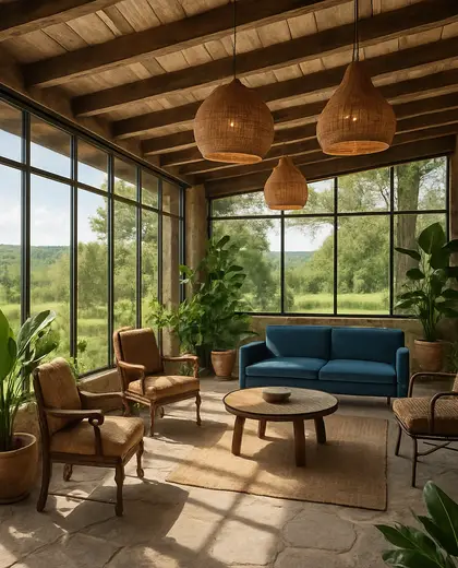 eclectic public space — sunroom (rural)