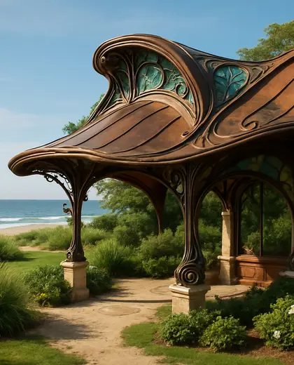 art nouveau yard — roof (beach)