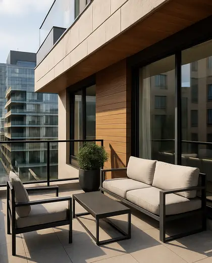 modern house — balcony (urban)