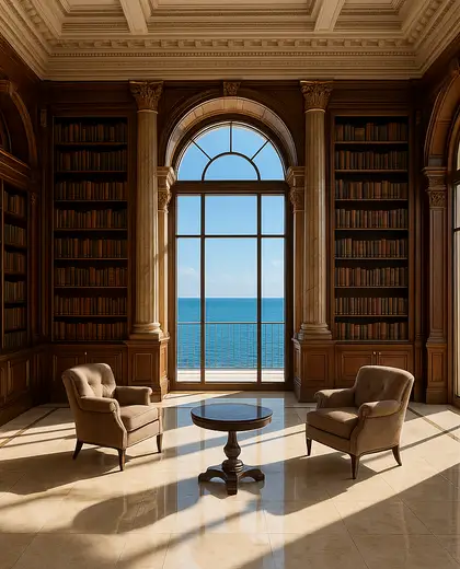 neoclassical condo — library (ocean)