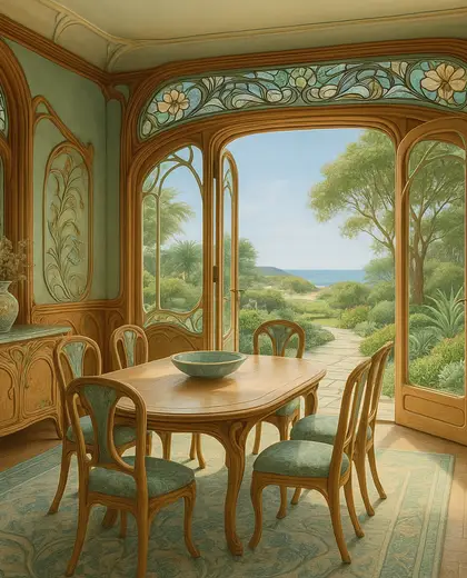 art nouveau yard — dining room (coastal)
