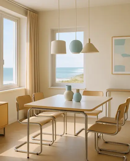 bauhaus apartment — informal dining room (coastal)