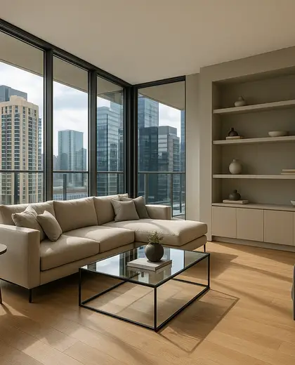 modern condo — living room (urban)
