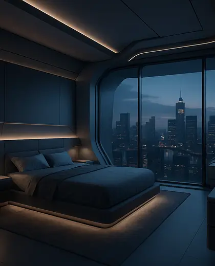futuristic house — bedroom (urban)