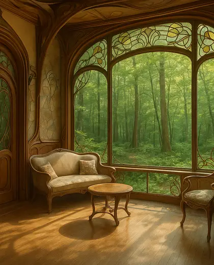 art nouveau office space — rest room (forest)