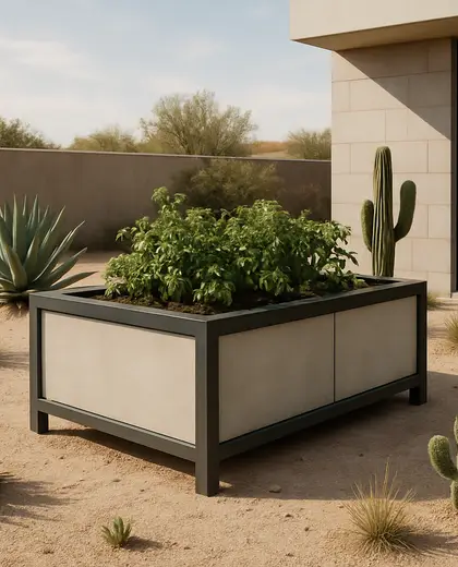 bauhaus backyard — raised garden bed (desert)