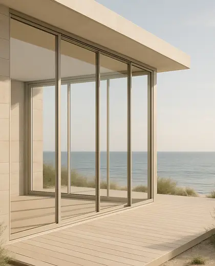 minimalist facade — sunroom (coastal)