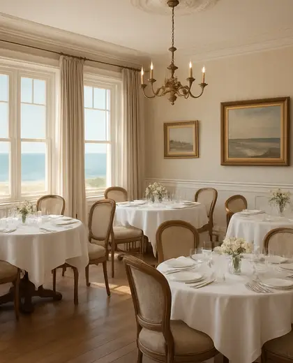 vintage hotel — formal dining room (coastal)