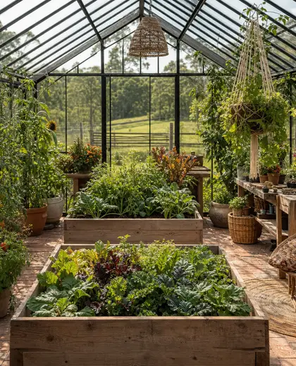 bohemian greenhouse — raised garden bed (rural)