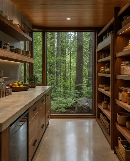 mid-century modern home — pantry (forest)